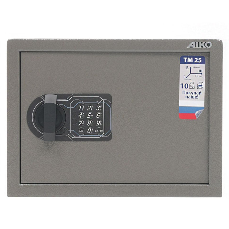 Сейф Aiko TM-25 EL — закрытый, вид спереди.