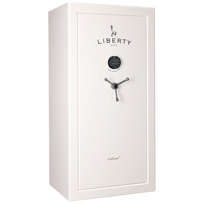 Сейф Liberty Colonial 23WTP-BC F. Цвет — жемчужно белый автомобильный глянец. Фурнитура — черный хром.