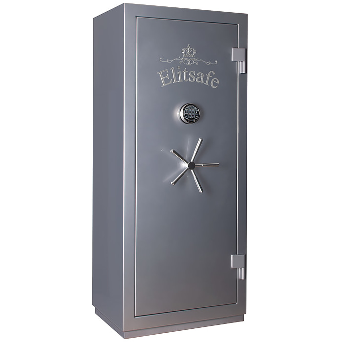 Сейф ElitSafe 3166 EL M Flock Platinum — закрытый.