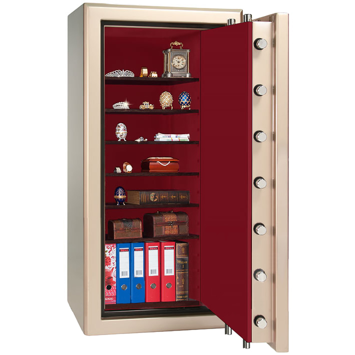 Сейф ElitSafe 56166 EL M Flock Champagne — кабинетный вариант, без ложементов.