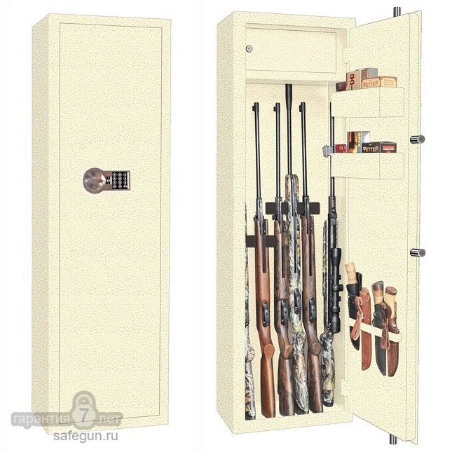 Оружейный сейф Рысь EL (цветовое исполнение №29 — бело-золотистый антик)